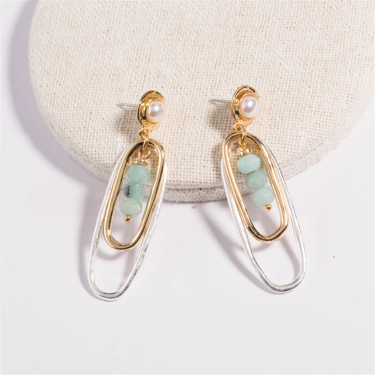 Pearl & Acrylic Two-Tone Paperclip Drop Earrings
