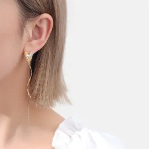 Pearl & Cubic Zirconia 18K Gold-Plated Heart Tassel Drop Earrings