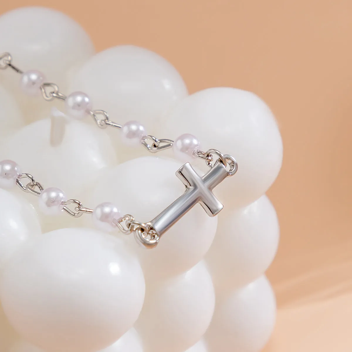 Pearl & Silver-Plated Cross Necklace