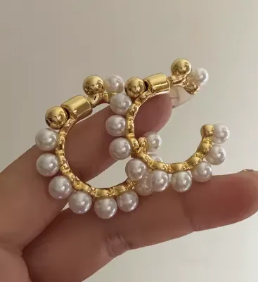 Pearl Lined Hoop Earrings