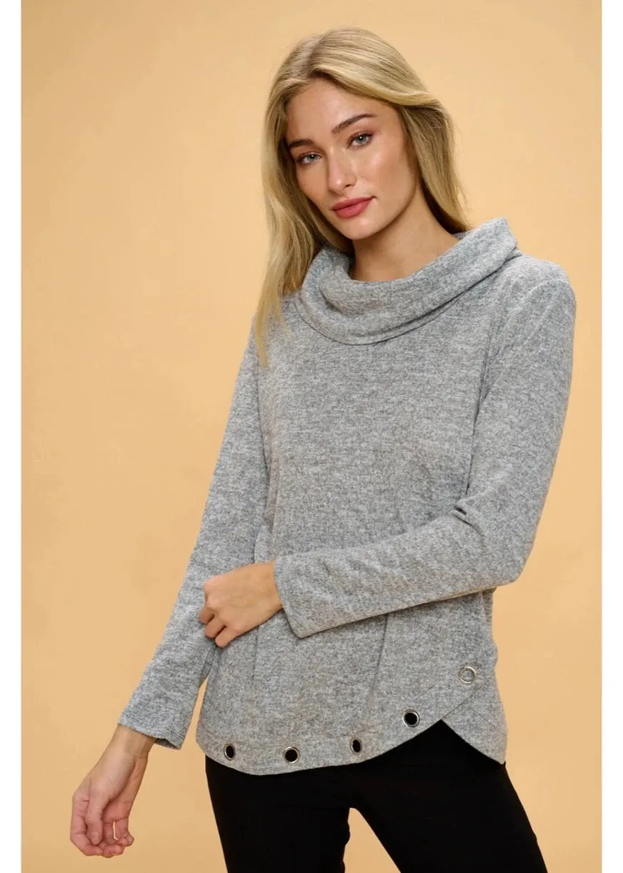 Perseption Long Sleeve Cowl Collar Drawcord Hoodie