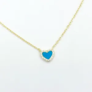 Petite Blue Heart Necklace