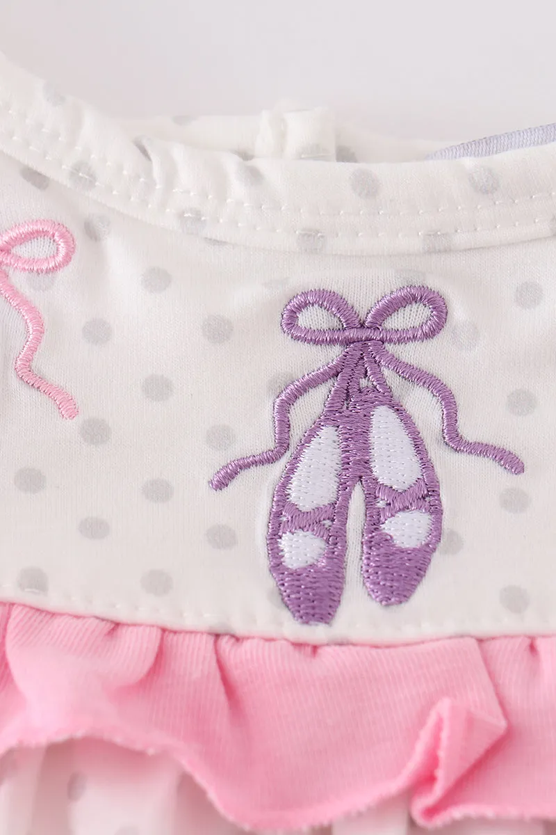 Pink Ballet Embroidery Girl Bloomer Set