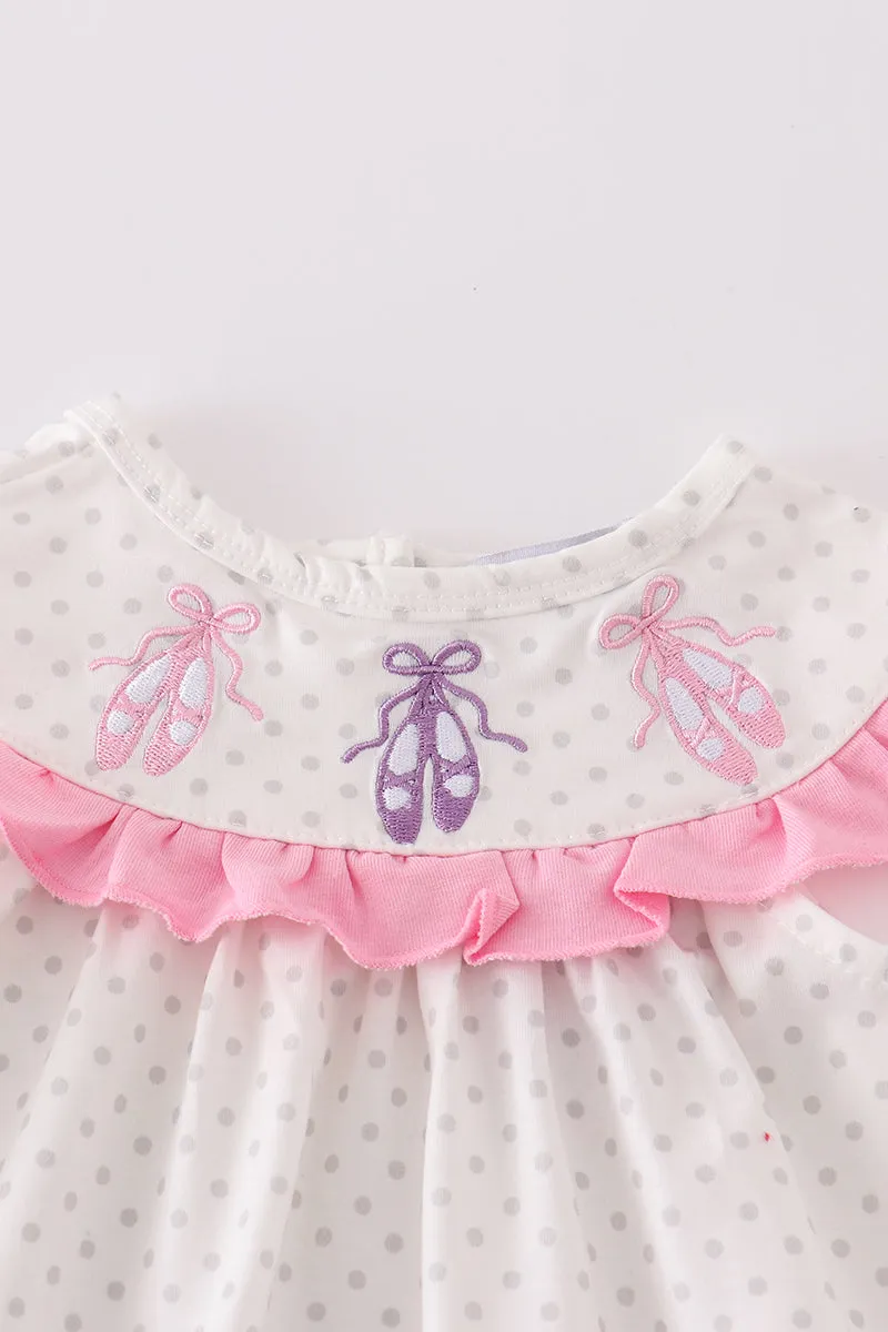 Pink Ballet Embroidery Girl Bloomer Set