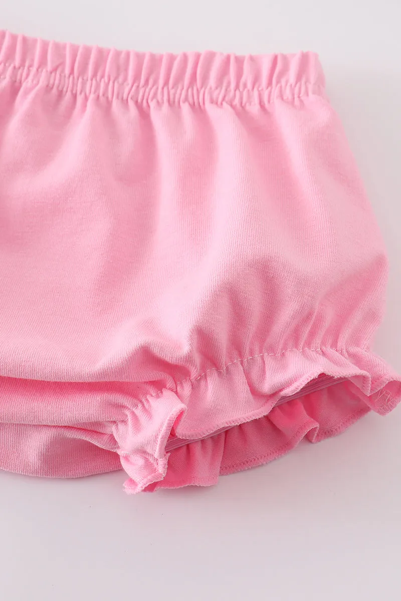 Pink Ballet Embroidery Girl Bloomer Set