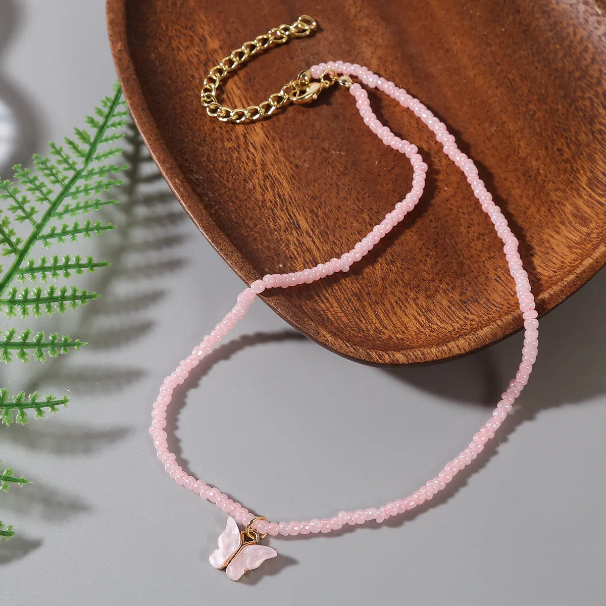 Pink Howlite & Acrylic 18K Gold-Plated Butterfly Pendant Necklace