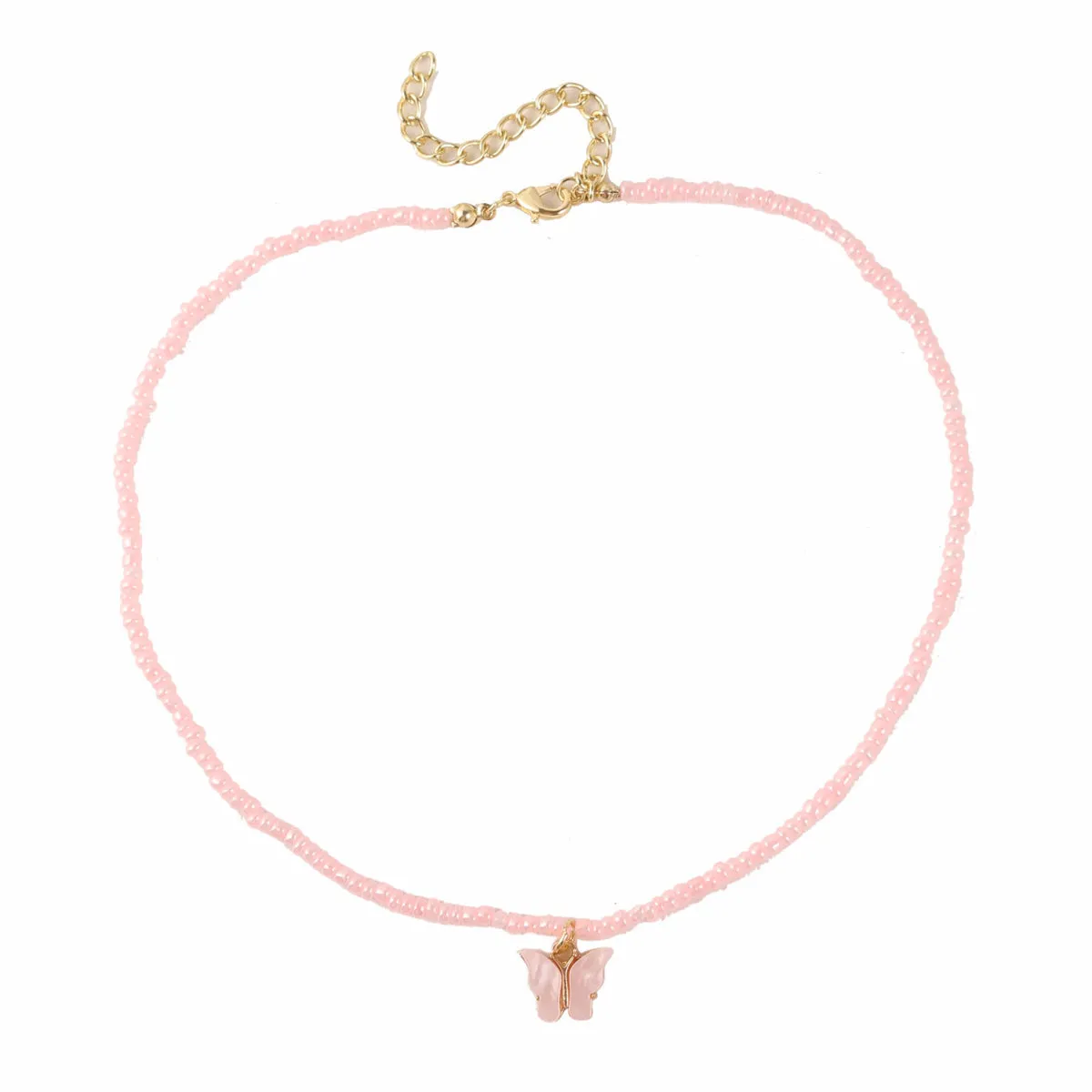 Pink Howlite & Acrylic 18K Gold-Plated Butterfly Pendant Necklace