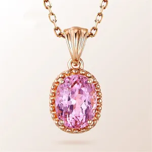 Pink Jasper & Rose Gold-Plated Oval-Cut Pendant Necklace
