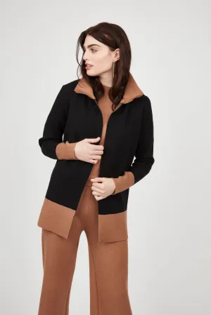 Pistache Knit Jacket With Two-Tone Trim