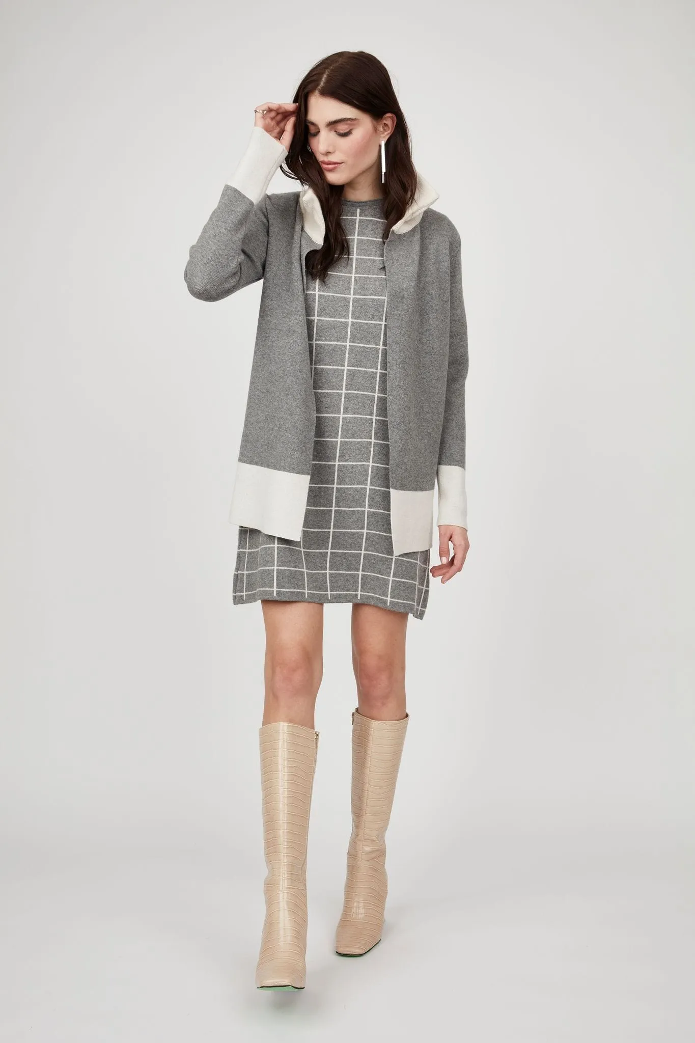 Pistache Knit Jacket With Two-Tone Trim