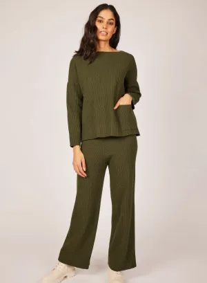 Pistache Ribbed Sweater with Patch Pocket