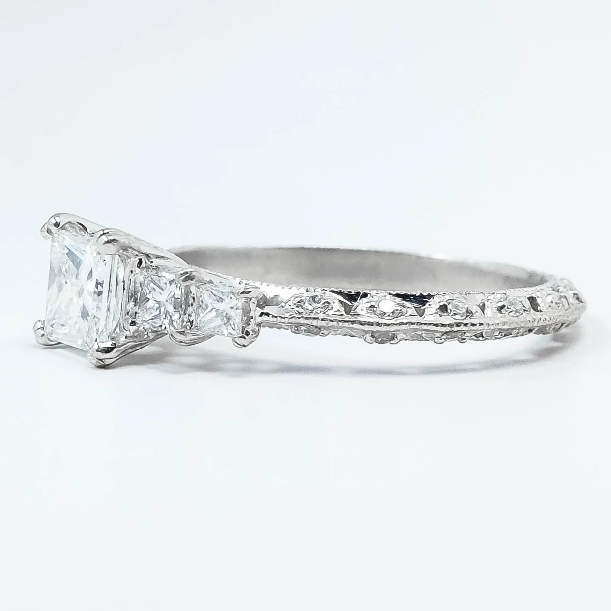 Platinum 0.50ct Princess Cut Diamond & Diamond Accented Eternity Engagement Ring