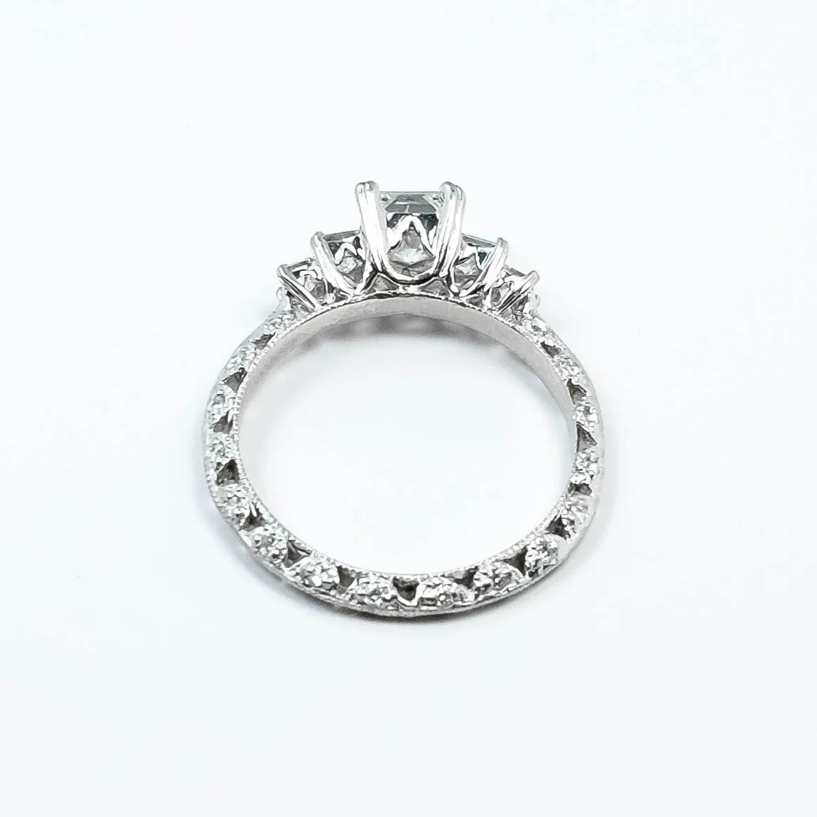 Platinum 0.50ct Princess Cut Diamond & Diamond Accented Eternity Engagement Ring