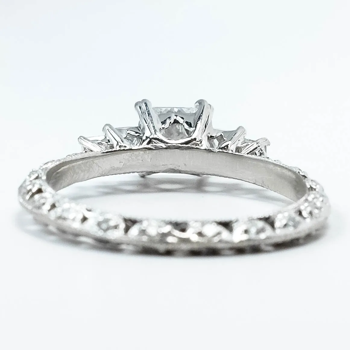 Platinum 0.50ct Princess Cut Diamond & Diamond Accented Eternity Engagement Ring