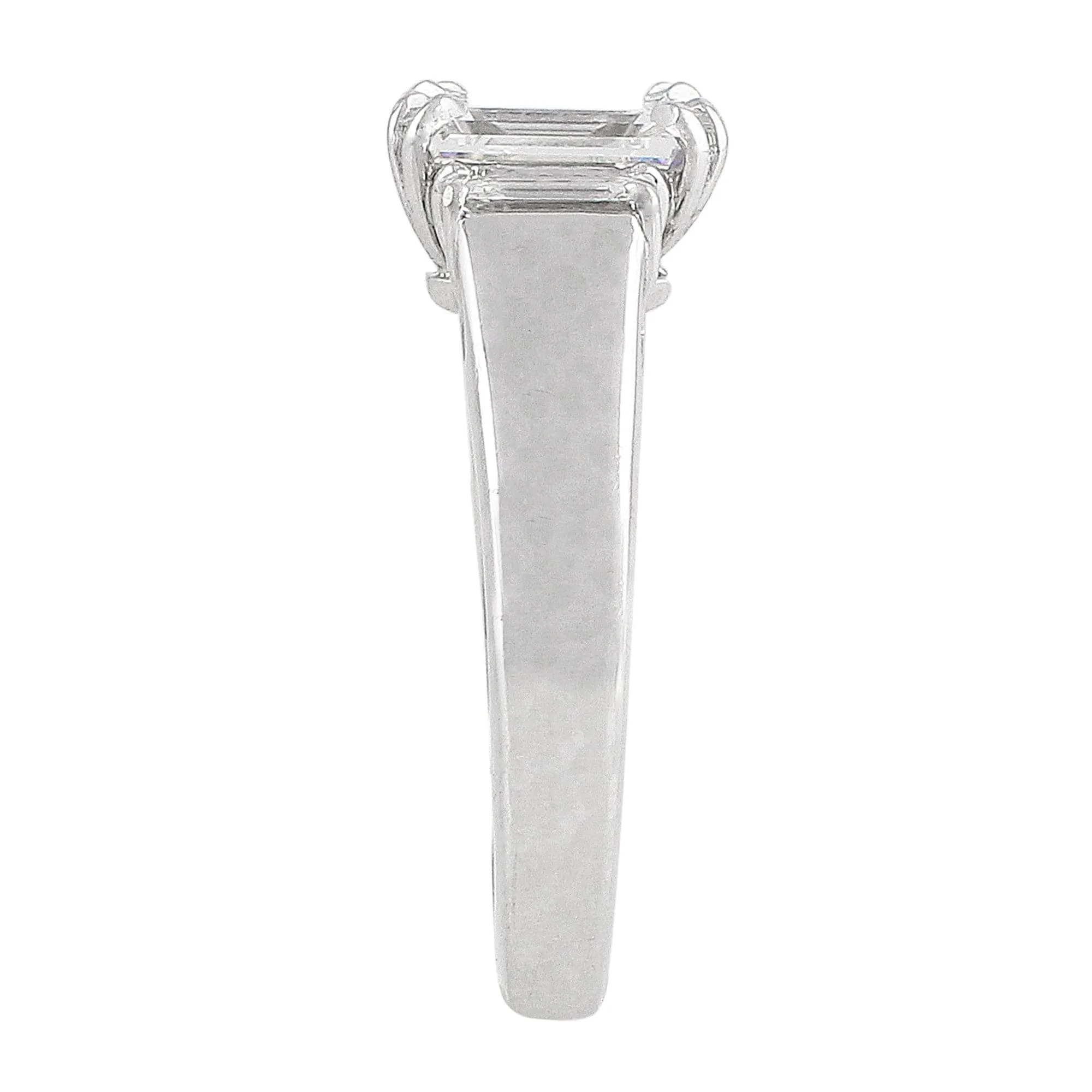 Platinum 1.75ct Emerald Cut Three Stone Diamond Ring