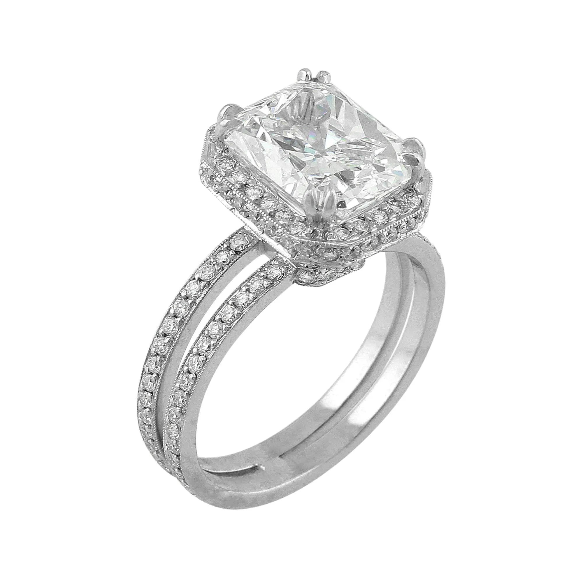 Platinum 4ct Internally Flawless Radiant Cut Diamond Ring