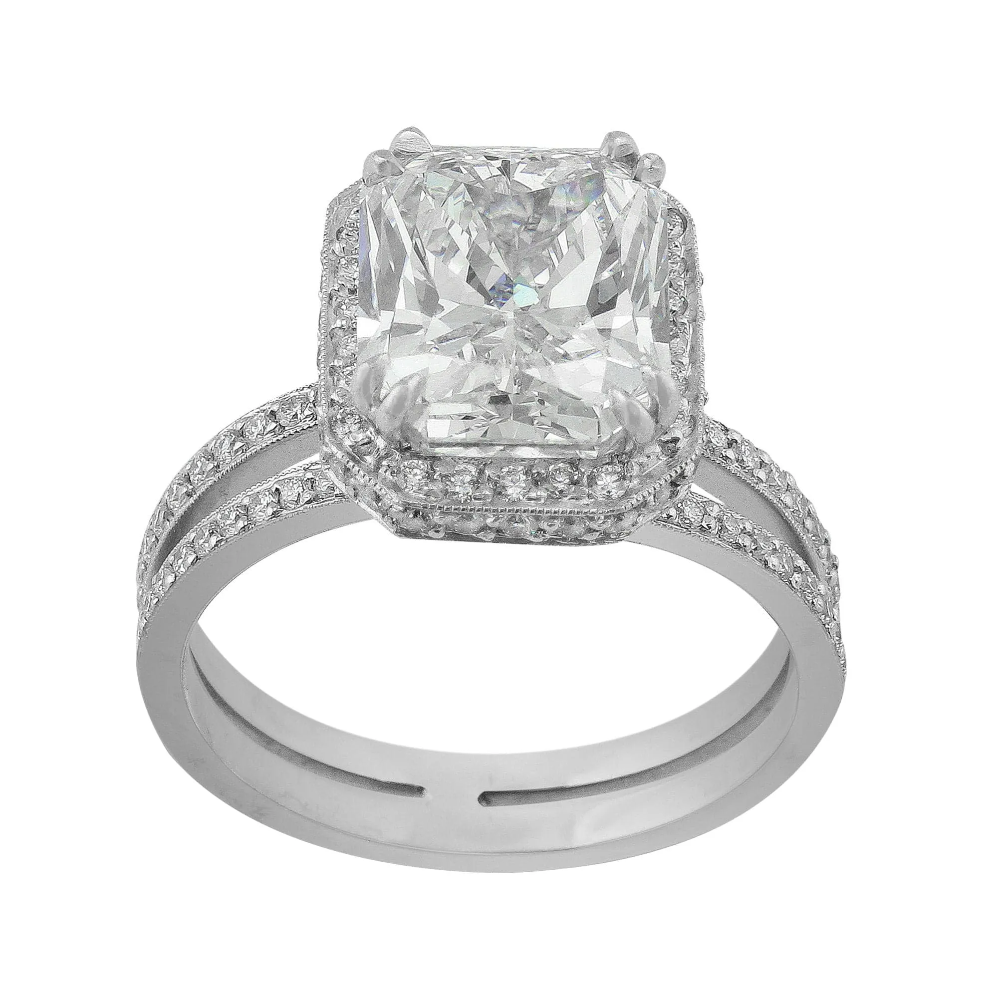 Platinum 4ct Internally Flawless Radiant Cut Diamond Ring