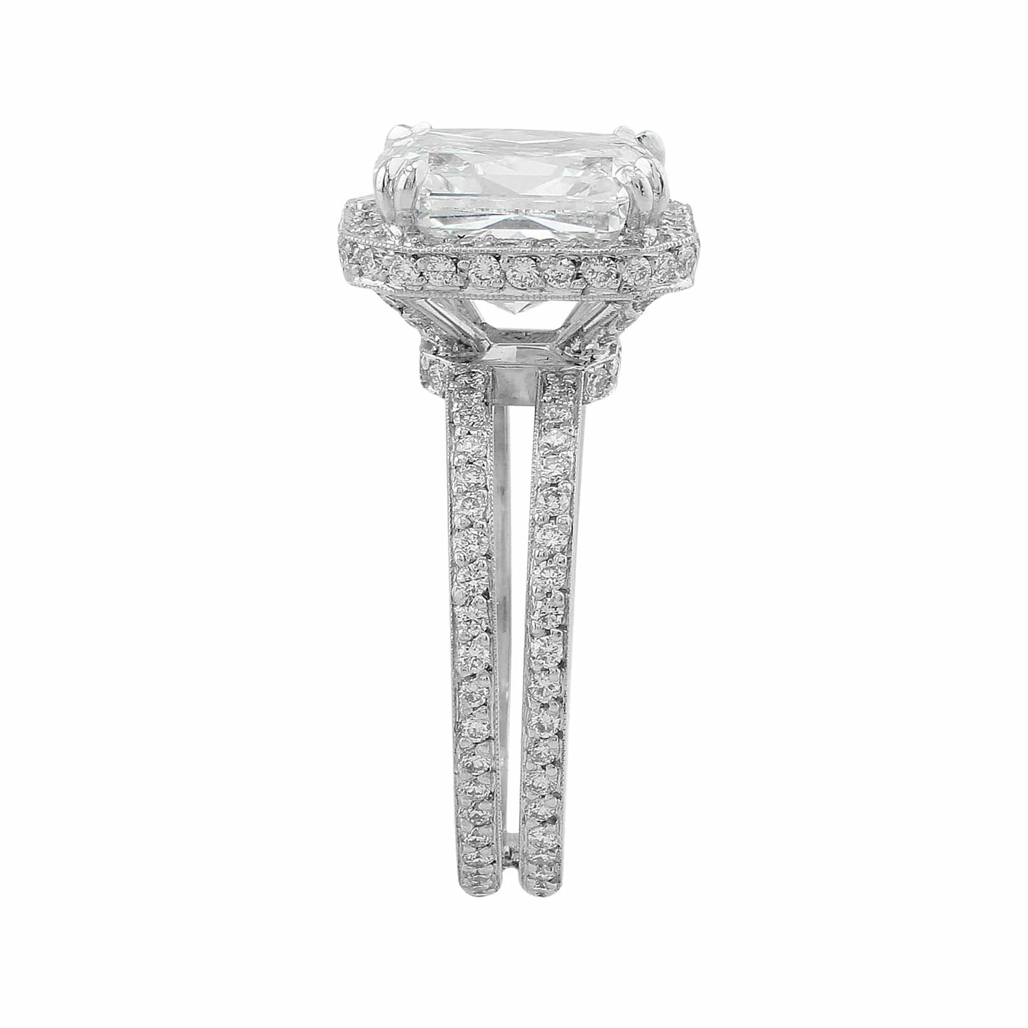 Platinum 4ct Internally Flawless Radiant Cut Diamond Ring