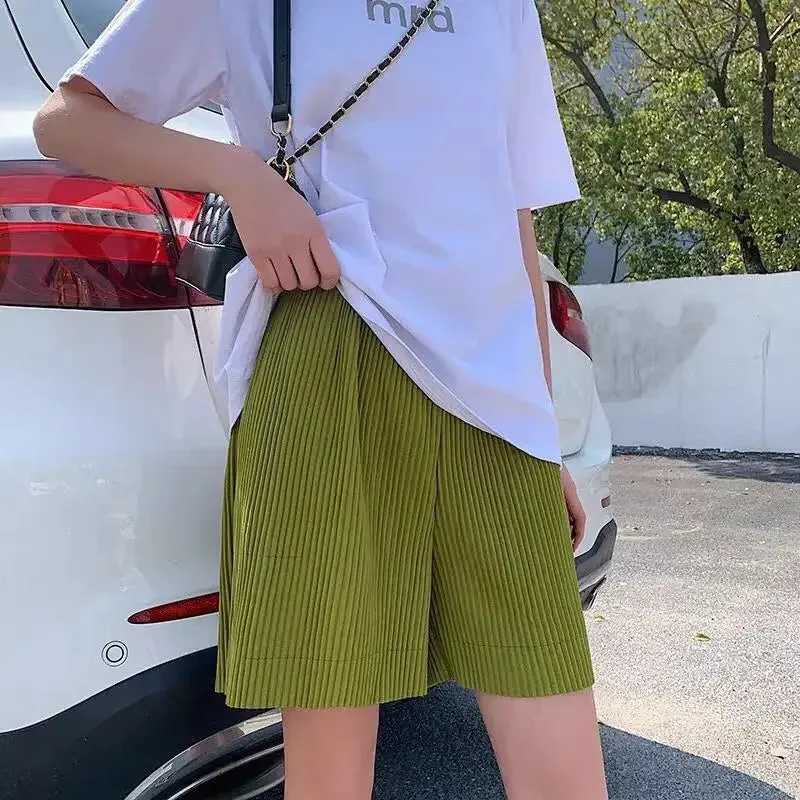 Pleated Solid Color Long Sleeve Wide Leg Pants Suits