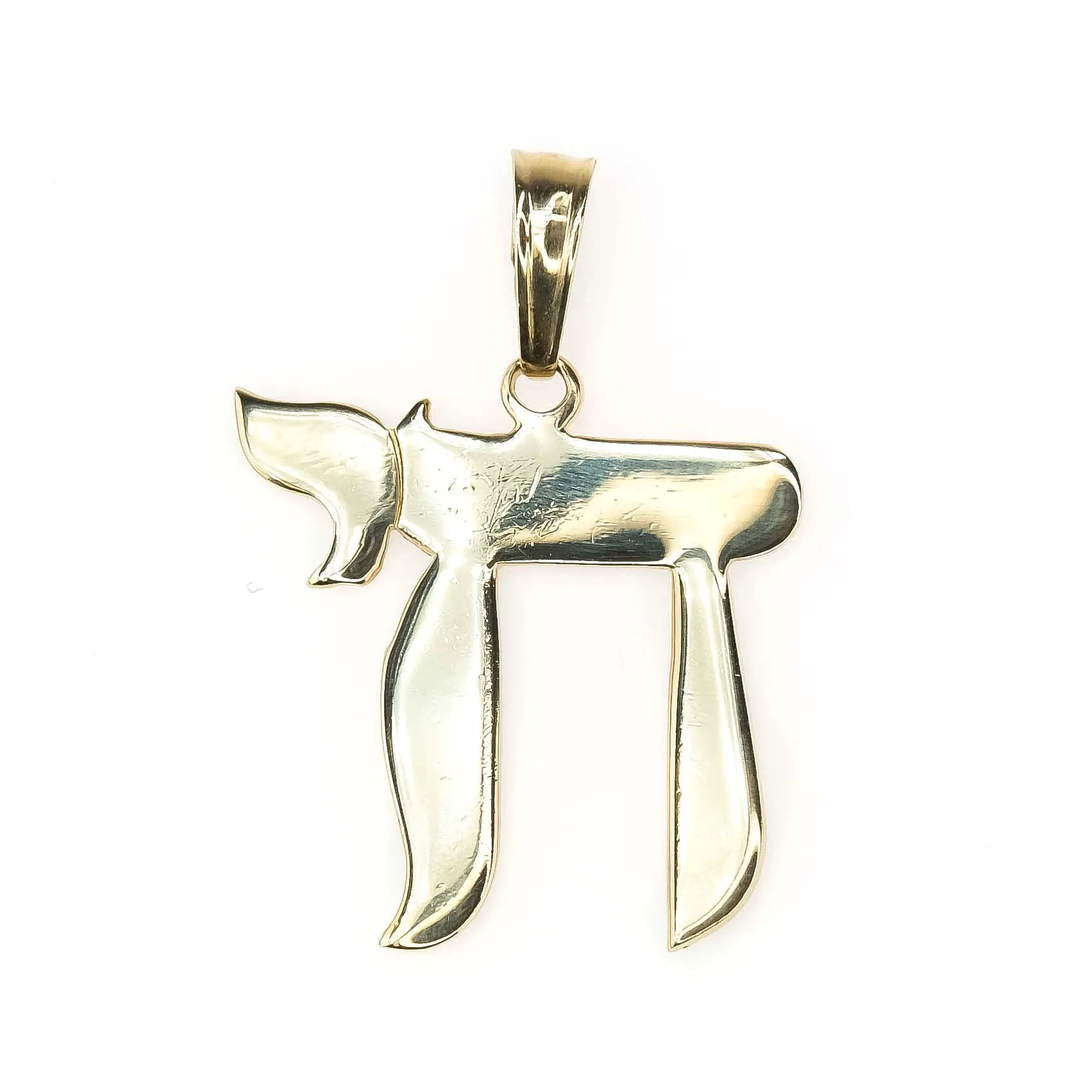 Polished Chai Pendant in 14K Yellow Gold