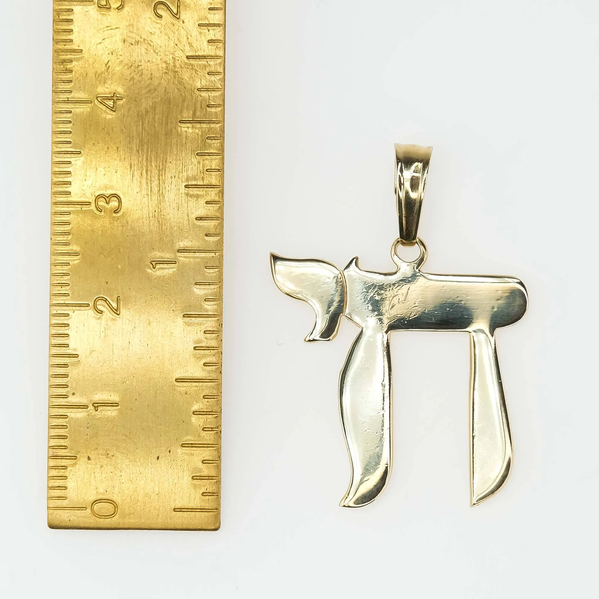 Polished Chai Pendant in 14K Yellow Gold