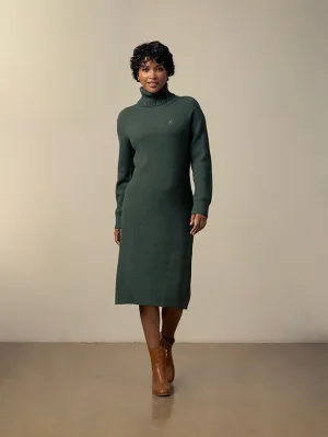Polo Women Olivia Long Sleeve Roll Neck Knit Dress Forest Green