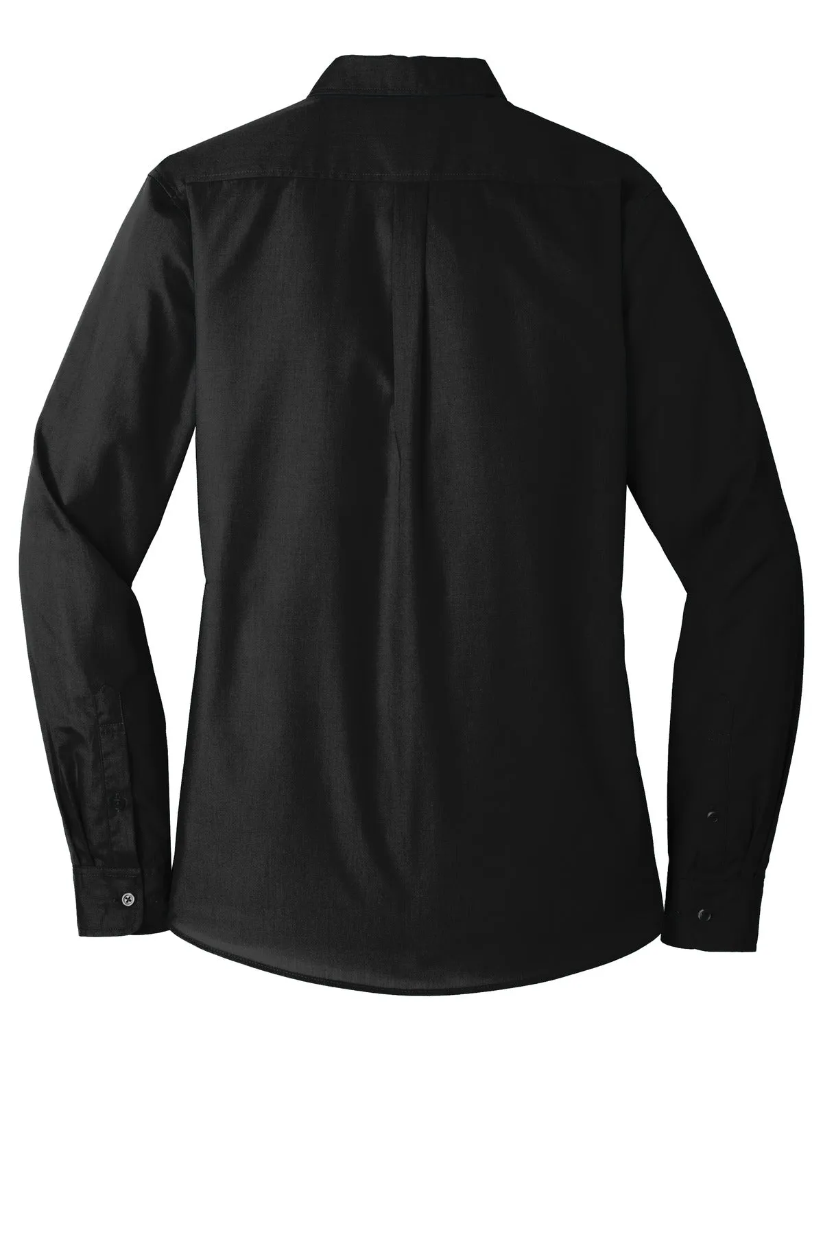 Port Authority Women's Long Sleeve Carefree Poplin Shirt. LW100 Deep Black