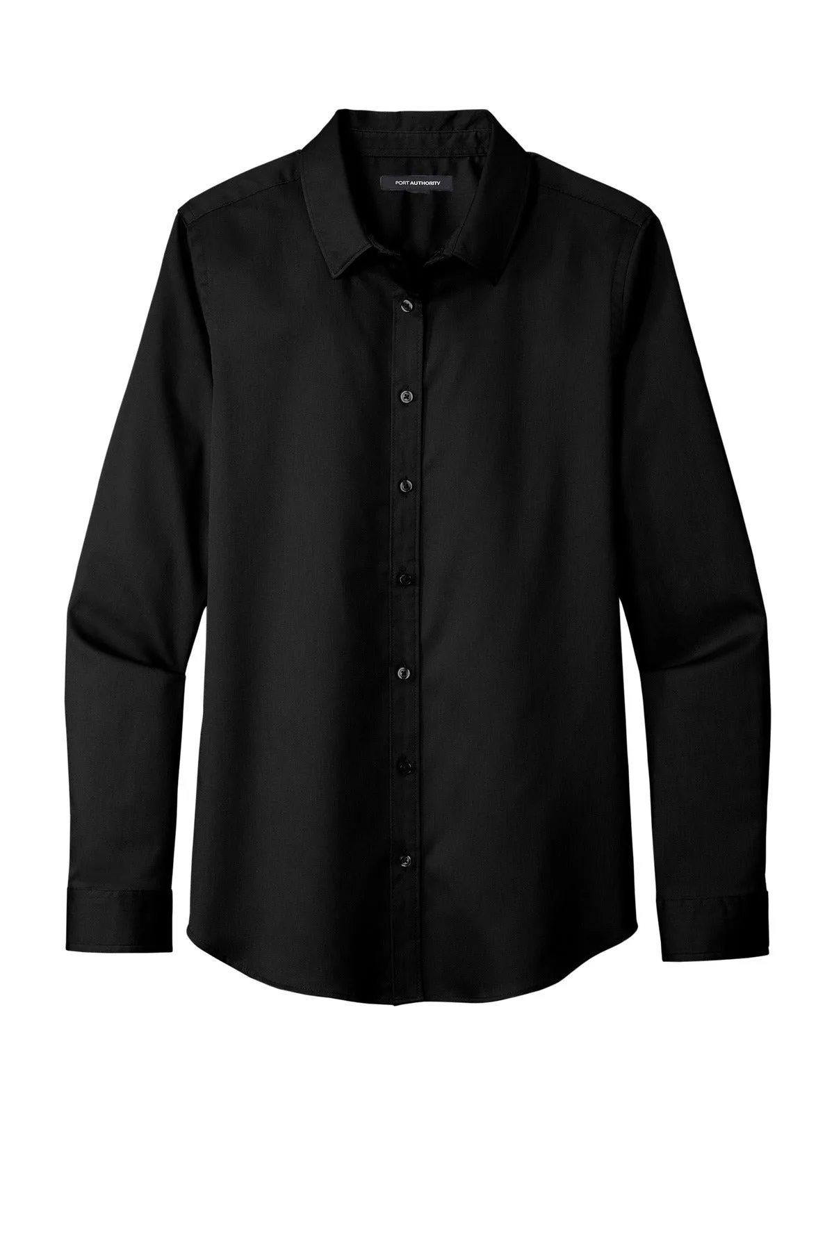 Port Authority Women's Long Sleeve SuperPro ReactTwill Shirt. LW808 Deep Black