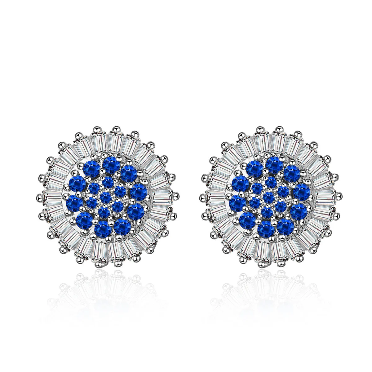Purple Cubic Zirconia & Silver-Plated Pavé Circle Stud Earrings