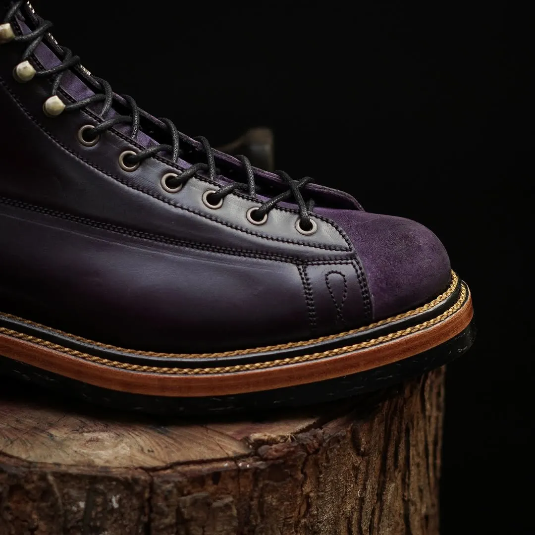 Purple Leather And Purple Suede Lace-Up Step Steeds Boots - Hiking and Trekking Boots