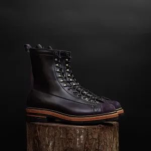 Purple Leather And Purple Suede Lace-Up Step Steeds Boots - Hiking and Trekking Boots