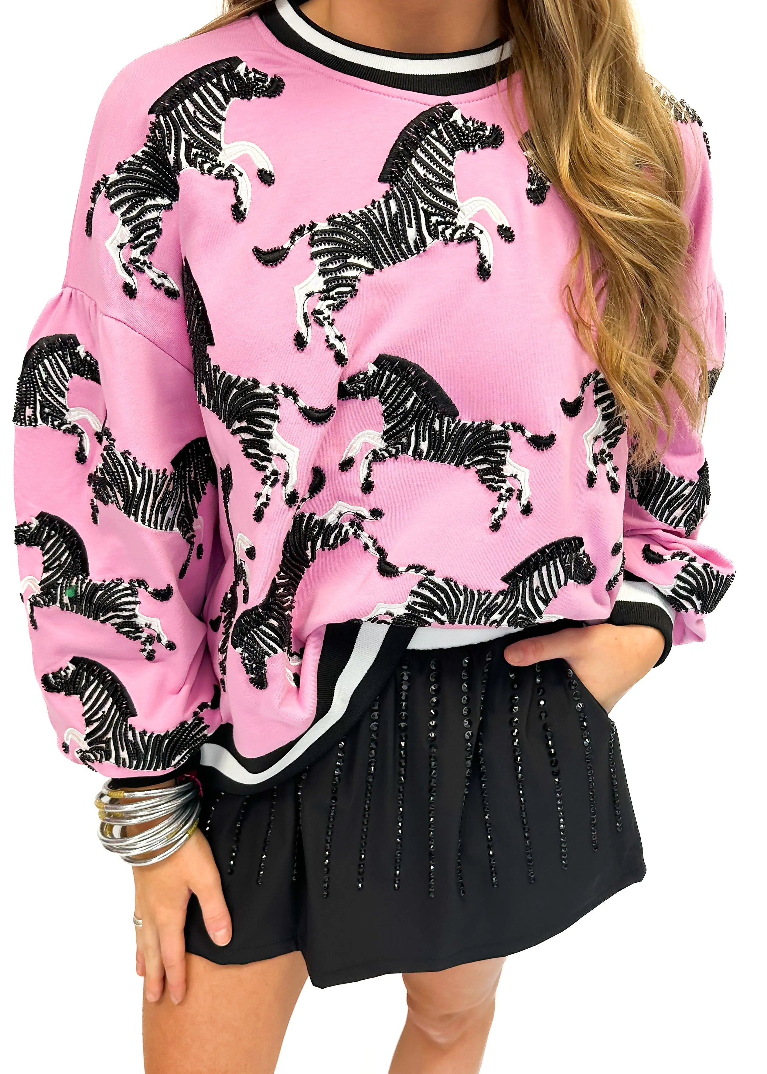 Queen of Sparkles Light Pink Zebra Sweatshirt
