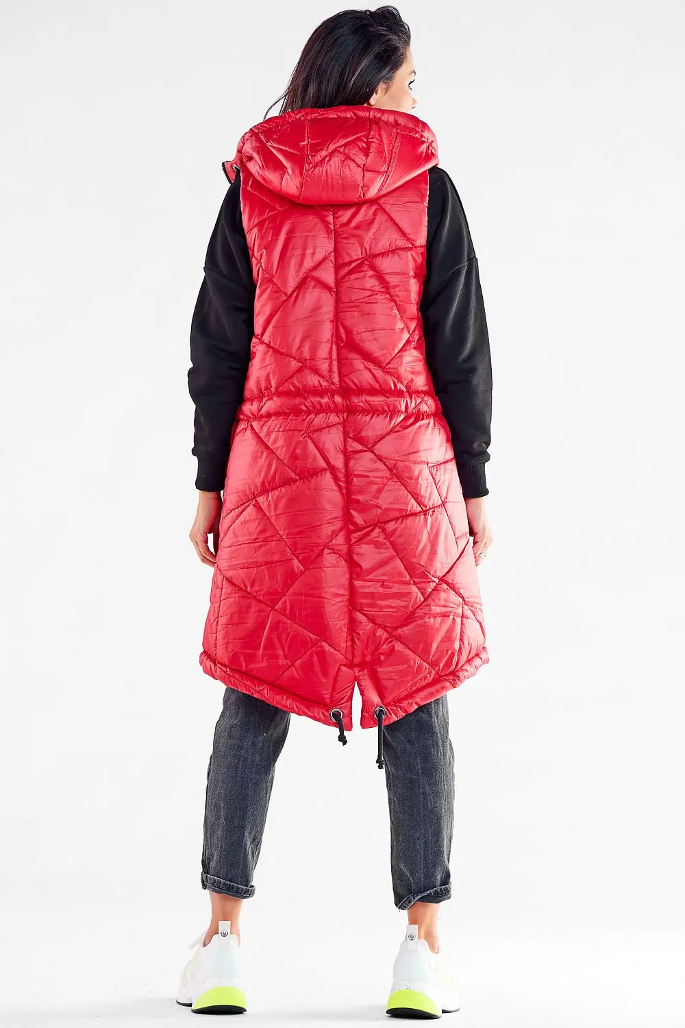 Quilted Hooded Gilet with Waist Drawstrings