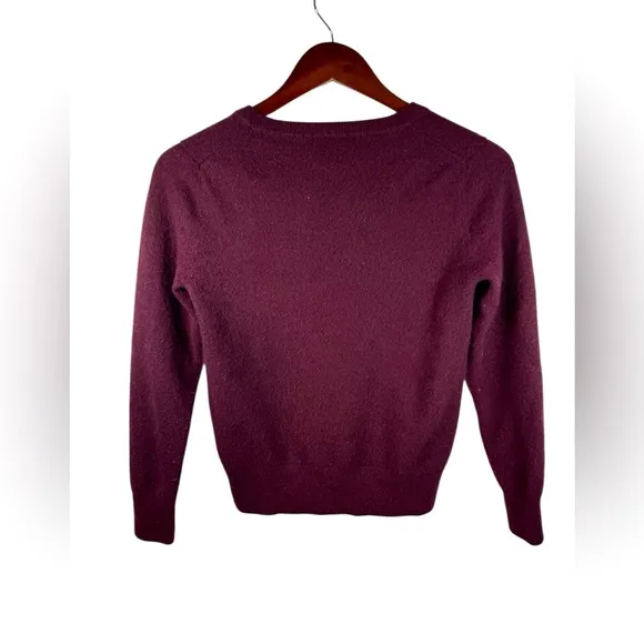Quince Womens Cashmere V Neck Sweater Maroon Size Small