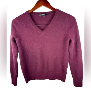 Quince Womens Cashmere V Neck Sweater Maroon Size Small