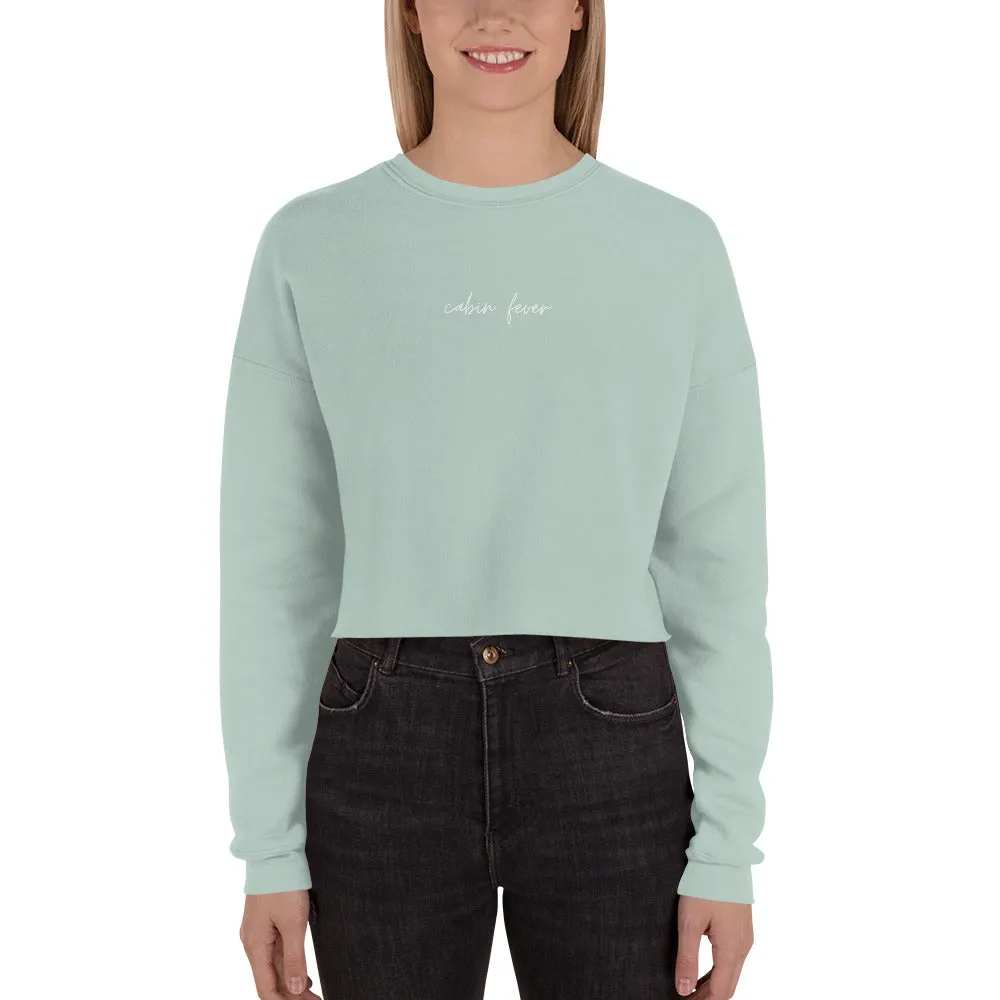 "CABIN FEVER- WHITE" Crop Sweatshirt