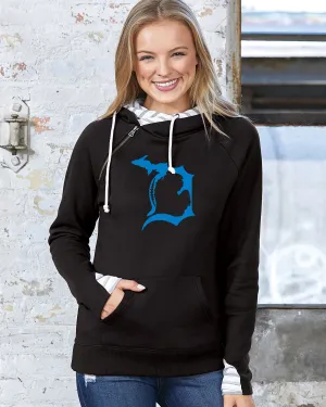 "Football In The D" Women's Striped Double Hood Pullover