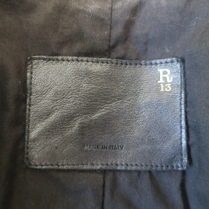 R13 Cafe Racer Cropped Leather Jacket Black Size Large