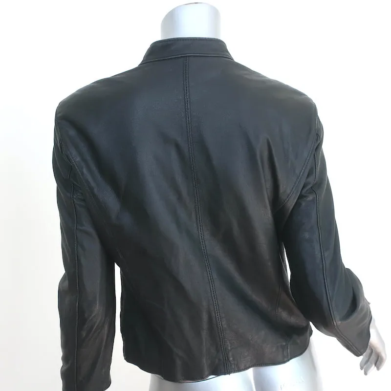 R13 Cafe Racer Cropped Leather Jacket Black Size Large