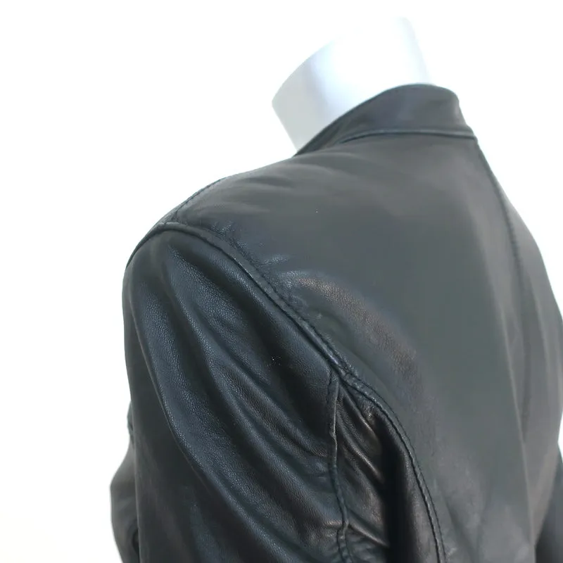 R13 Cafe Racer Cropped Leather Jacket Black Size Large