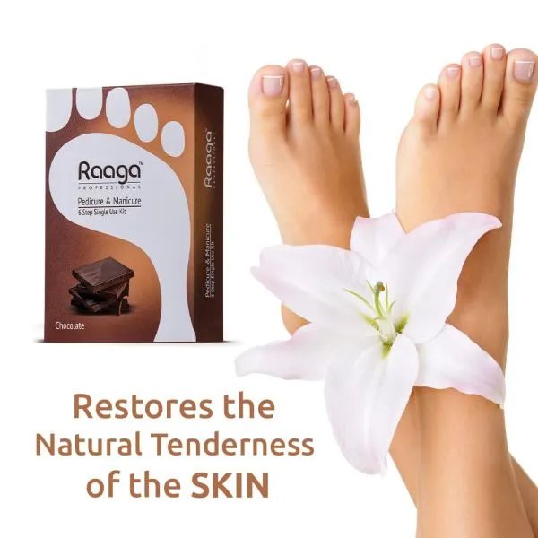 Raaga Professional Chocolate Pedicure and Manicure 6 Step Single Use Kit 6 pcs