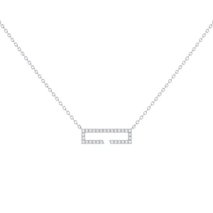 Rectangle Silver & Diamond Necklace