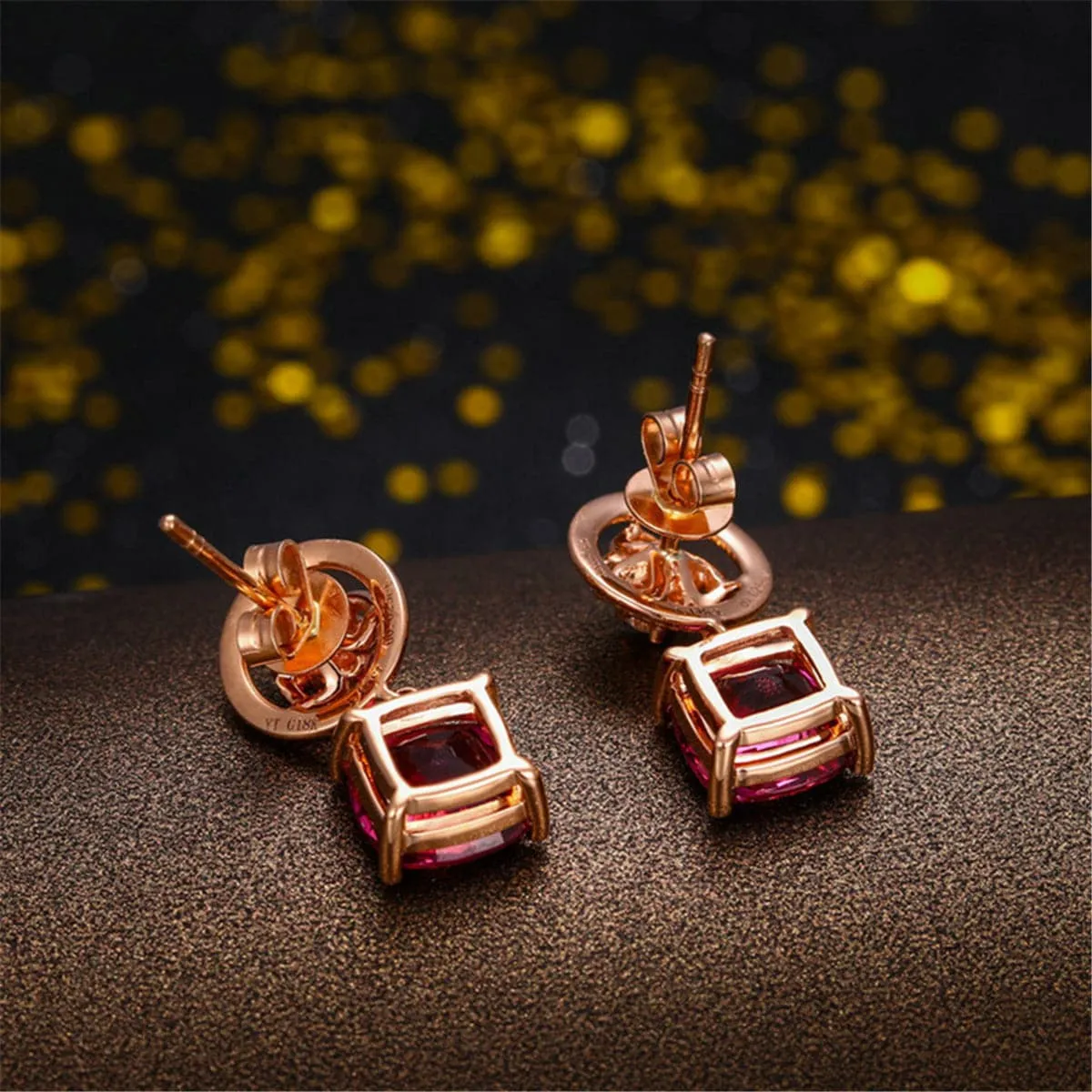 Red Crystal & Cubic Zirconia Rose Drop Earrings