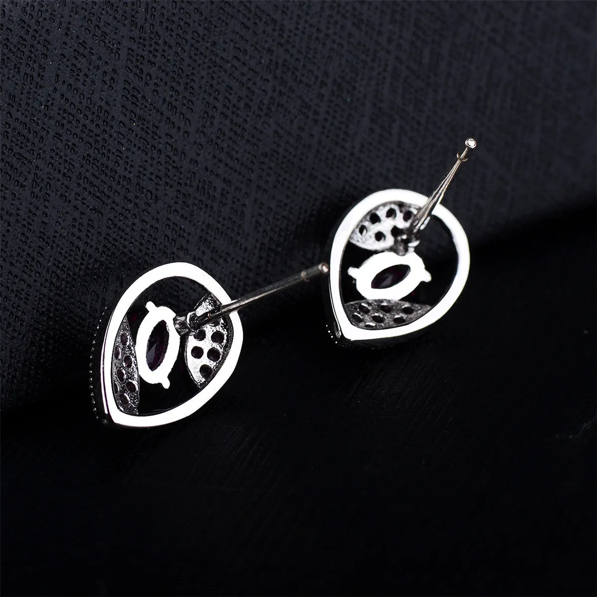 Red Crystal & Cubic Zirconia Silver-Plated Pavé Stud Earrings