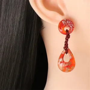 Red Geometric Teardrop Earrings