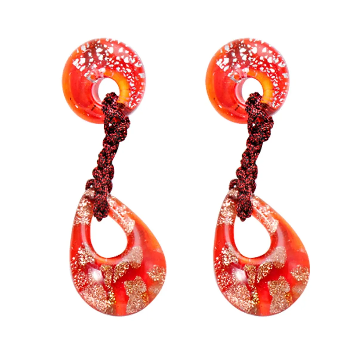 Red Geometric Teardrop Earrings