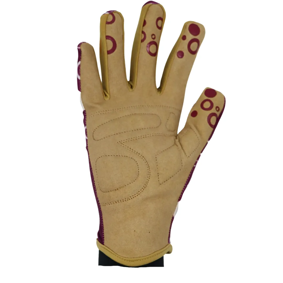 Red Steer 160W Flowertouch Synthetic Leather Palm, Purple, Velcro Wrist, Sizes S-L