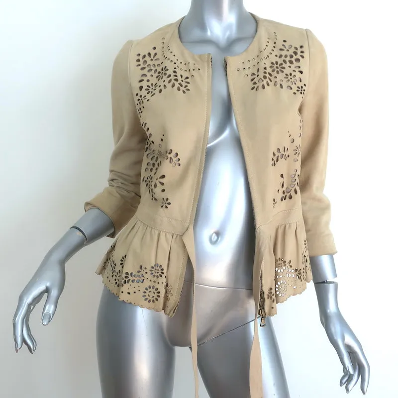 RED Valentino Laser Cut Suede Jacket Beige Size 42
