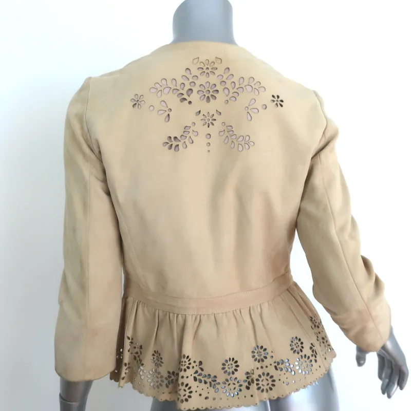 RED Valentino Laser Cut Suede Jacket Beige Size 42