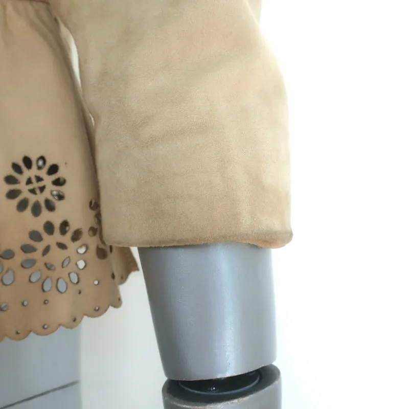 RED Valentino Laser Cut Suede Jacket Beige Size 42